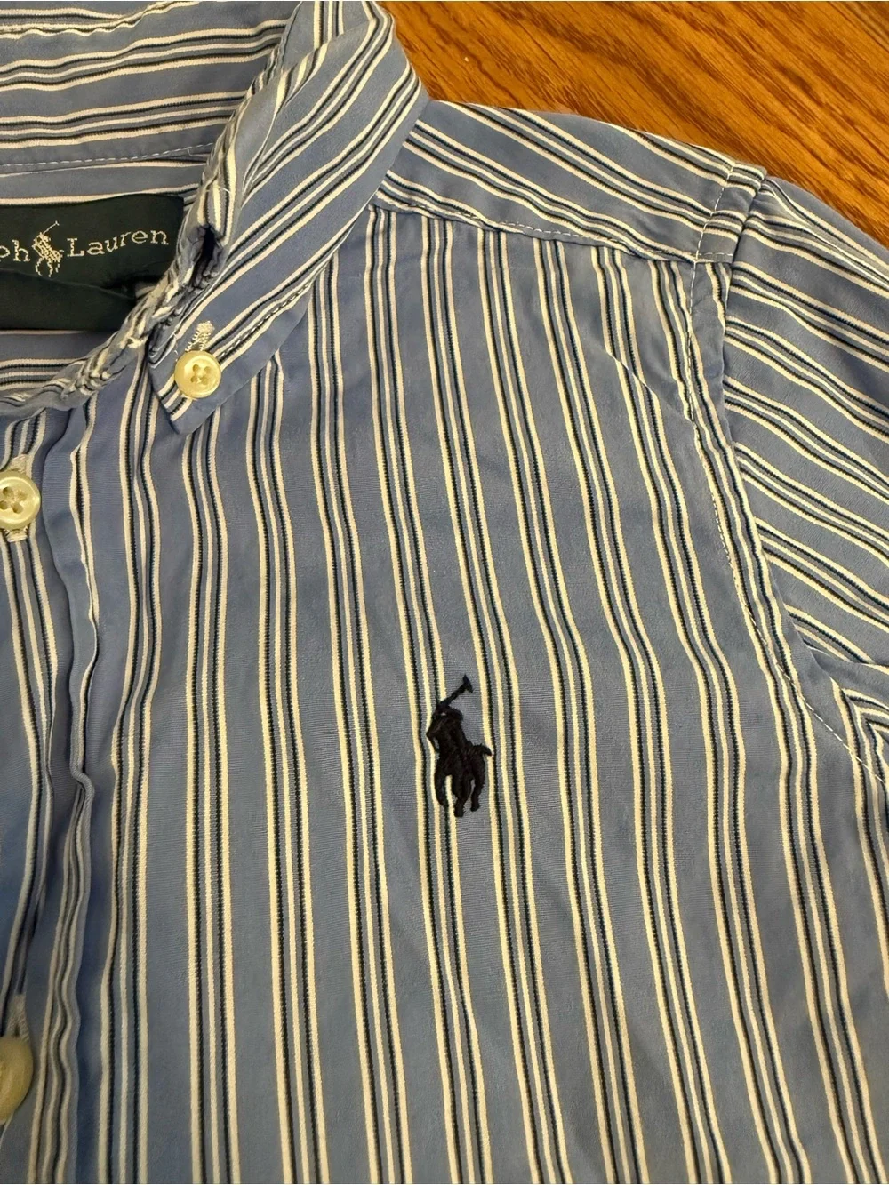 Ralph Lauren Toddler Boy Blue Striped Button Down Shirt Size 3T